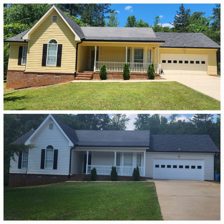 Exterior painting before and after in McDonough GA